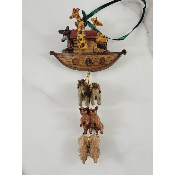 Noah's Ark Christmas Tree Ornament 6" Bear Pig Lion Elephant Giraffe 90s Vintage - Picture 7 of 14